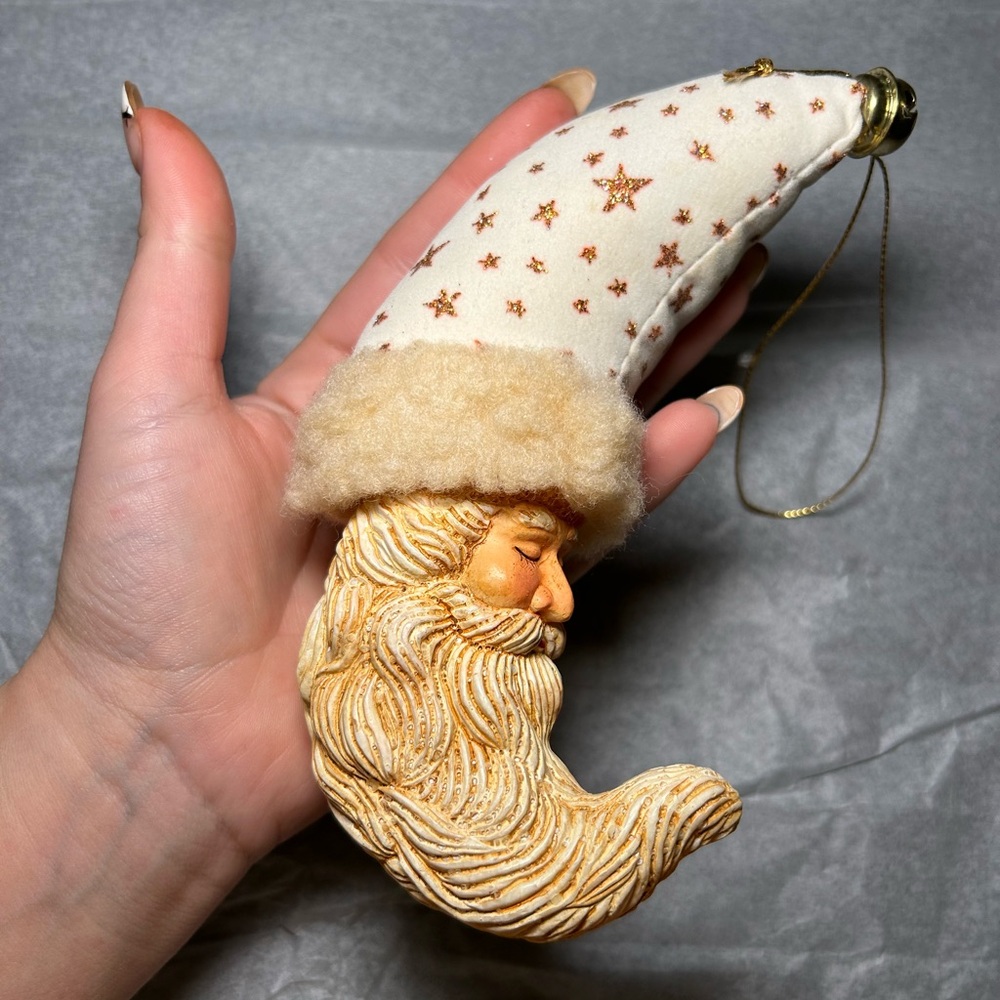 Large Santa Moon Christmas Ornament